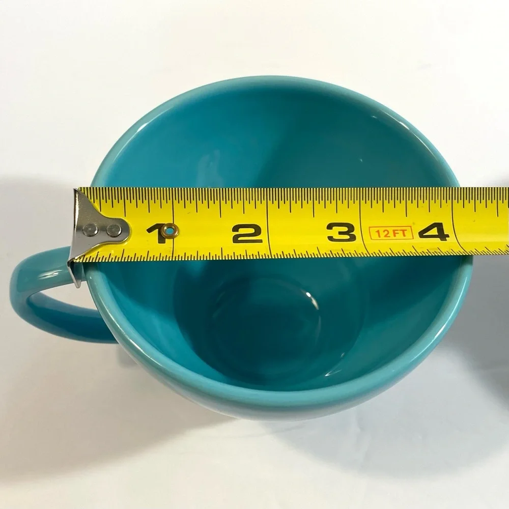 Crate & Barrel Camilla Engdahl Coffee Tea Cups Mugs in Turquoise Blue Set of 2